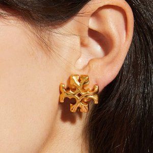 Tory Burch Roxanne Stud Earrings (18K Gold-Plated) (NWT) (AUTHENTIC)